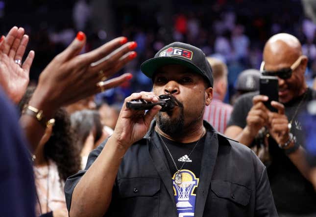 BIG3 co-founder Ice Cube announces the trophy presentation for the Triplets after they defeated the Killer 3s to win the BIG3 Championship at Staples Center on September 01, 2019, in Los Angeles, California. 