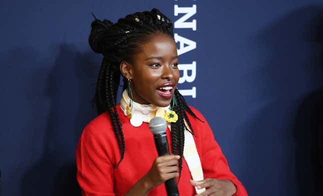 Amanda Gorman speaks onstage during Prada’s “Shaping a Sustainable Future Society” in New York on November 08, 2019 in New York City.