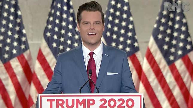 Image for article titled Nothing Says 'I'm Innocent' Quite Like Matt Gaetz Requesting a Pre-Emptive Pardon From Trump