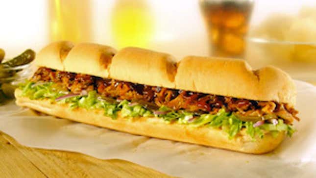 Image for article titled Fast-Food Fight: Subway's Pulled Pork Vs. Wendy's Pretzel Bacon Burger