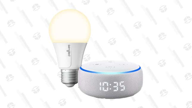 Echo Dot with Clock Bundle with Sengled Wi-Fi Smart Bulb | $50 | Amazon