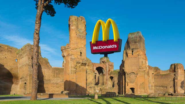 Image for article titled McDonald's banned from building location next to ancient Roman baths