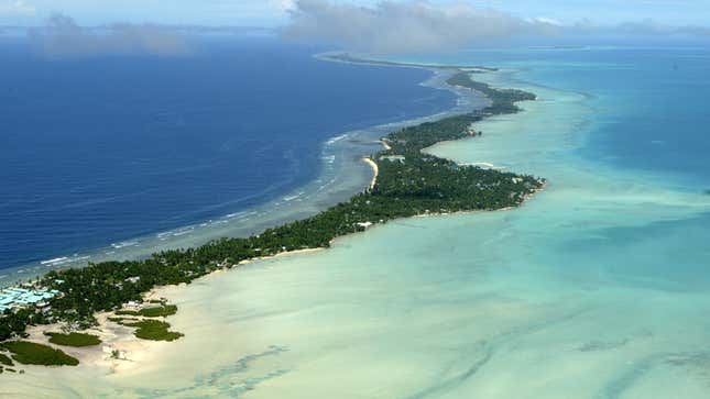 Tarawa atoll seen from the air.
