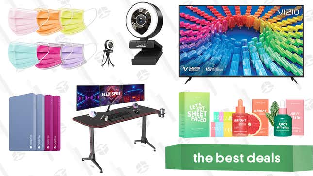 Image for article titled Sunday&#39;s Best Deals: Vizio 50-inch 4K Smart TV, Ring Light Webcam, I Dew Care K-Beauty Products, Mophie Power Banks, Flexispot Gaming Desk, and More
