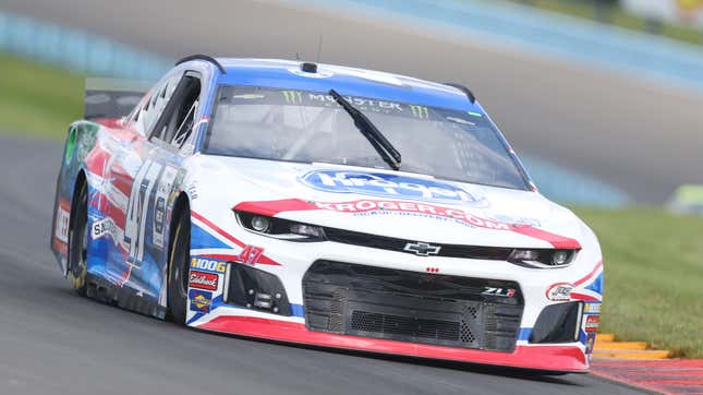 Ryan Preece in the No. 47 car, whose hauler was involved in a fire on the way to Kansas Speedway. 