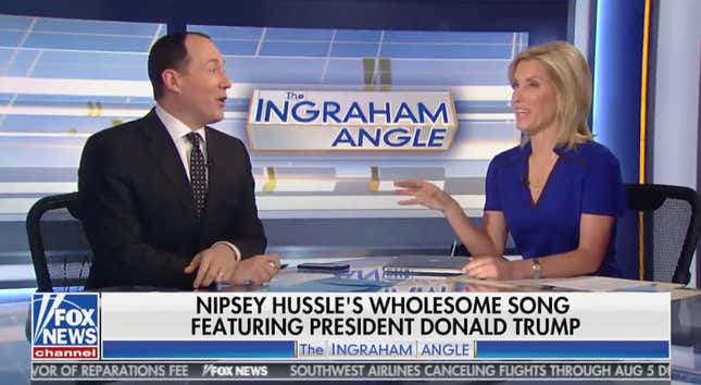 Image for article titled T.I., Tank, The Game, Call for Firing of Fox News Host Laura Ingraham After Mocking Memorial of Nipsey Hussle