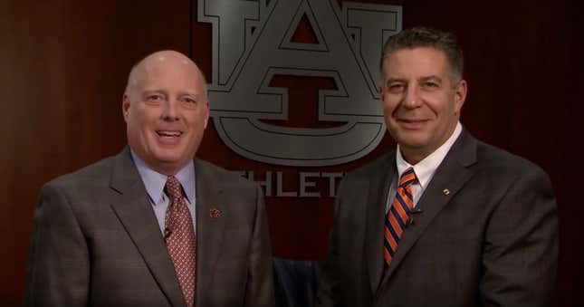 Rod Bramblett alongside Auburn men’s basketball coach Bruce Pearl.