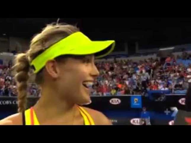 Male Presenter to Elite Female Tennis Player: 'Give Us a Twirl'