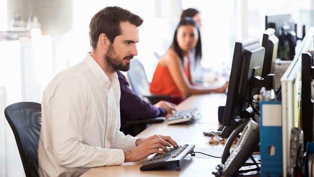 Image for article titled Coworker Loudly Typing Away Like 1930s Cub Reporter Chasing Hot Lead