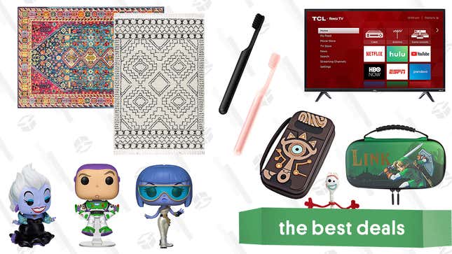 Image for article titled Saturday&#39;s Best Deals: TCL 43&quot; Roku LED TV, The Legend of Zelda Switch Cases, Vintage-Inspired Area Rugs, Disney Funko Pops and Toys, Quip Metal Electric Toothbrushes, and More