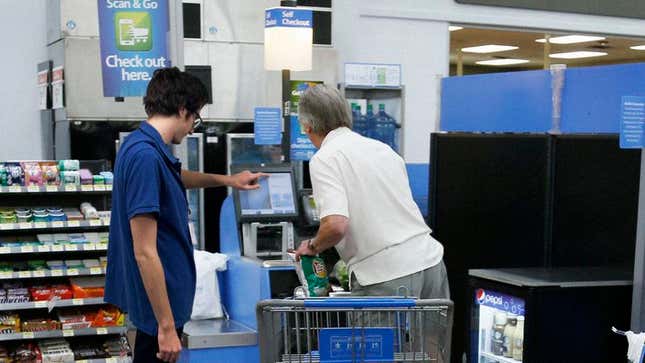 Image for article titled Man’s Whole Job Undoing Handiwork Of Self-Checkout Machine