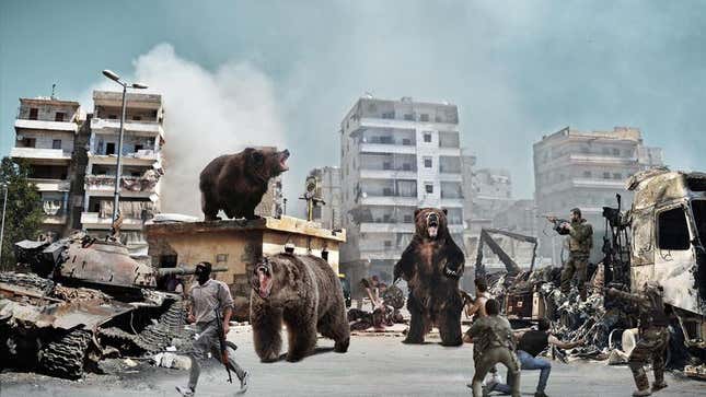 Rebel and government forces alike say the sudden appearance of bears has significantly worsened the state of turmoil in Syria.