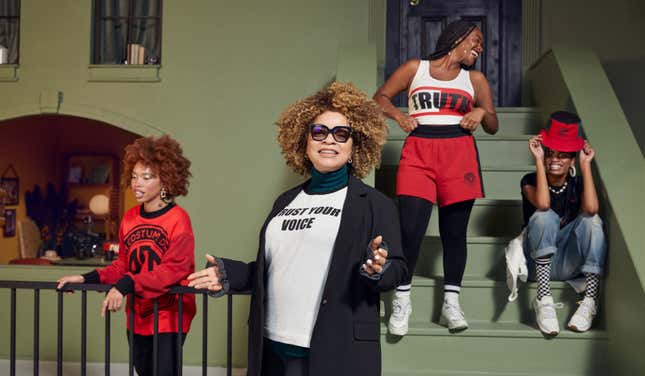 Costume designer Ruth E. Carter, center, with looks from her new collection with H&amp;M.