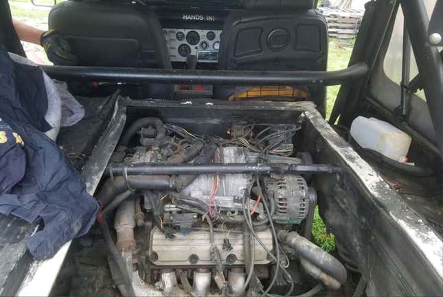 Image for article titled Someone Used Rebar To Mount A Buick Engine Transversely Into The Rear Of This Jeep And It's All Just Nuts