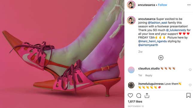 Image for article titled Is This Shoe Ok? Ancuta Sarca’s Upcycled, Environmentally-Friendly Sneaker Kitten Heels