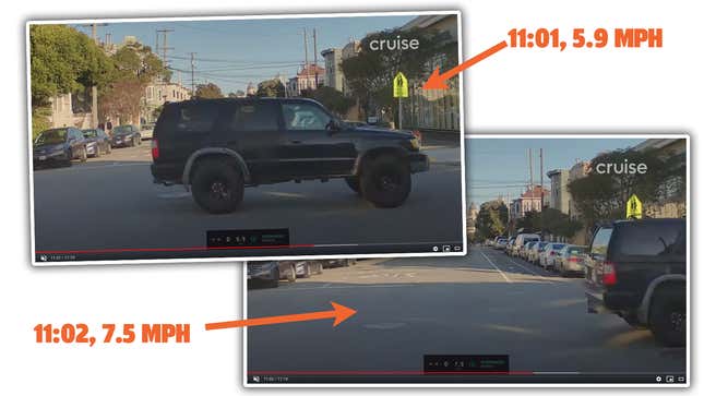 Image for article titled Watching Unlisted Driving Videos From GM's Cruise Autonomous Cars Reveals Some Alarming Behavior