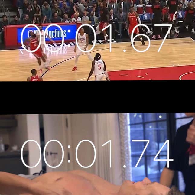 Which Was Longer: James Harden's Staredown Or Tom Brady's Kiss With His Son?