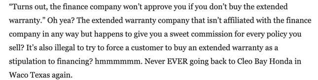 Image for article titled Here Are Some Of The Worst Lies Dealerships Have Tried On You