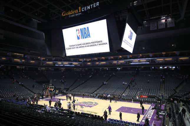 The game between the New Orleans Pelicans and the Sacramento Kings was postponed because of the corona virus at Golden 1 Center on March 11, 2020 in Sacramento, California.