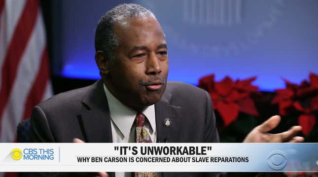 Image for article titled Ben Carson Emerges from the Sunken Place to Opine on Reparations, Dismiss Trump’s Impeachment as ‘Very Immature’