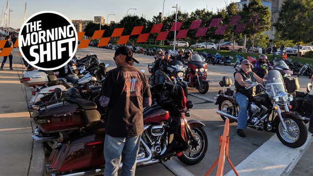 Harleys line the street in Milwaukee at the 115th anniversary celebration.Photo Credit: Erik Shilling