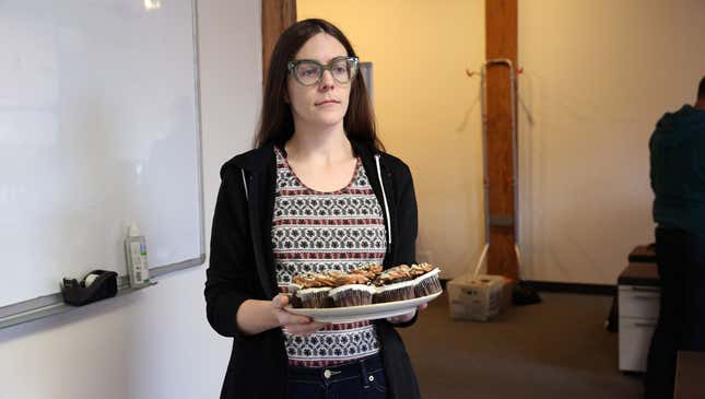 Image for article titled Excitement Shifts To Concern After Coworker Brings Baked Goods Into Office For Fourth Consecutive Day
