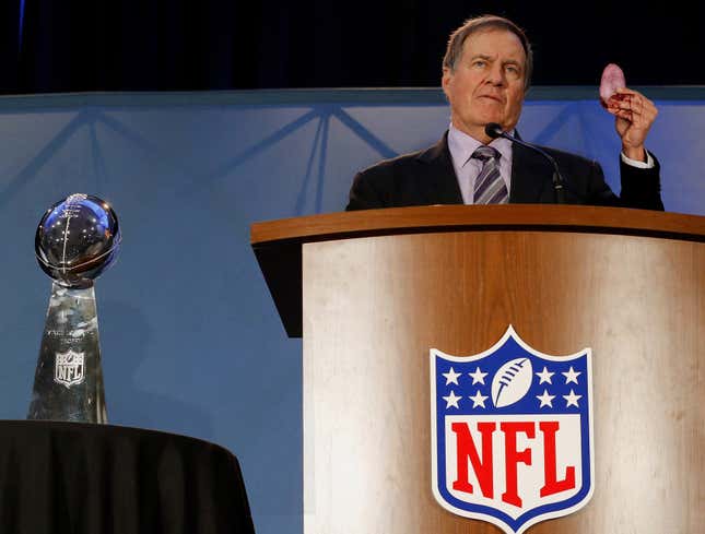 Image for article titled Indignant Bill Belichick Evades Question By Cutting Off Reporter’s Tongue
