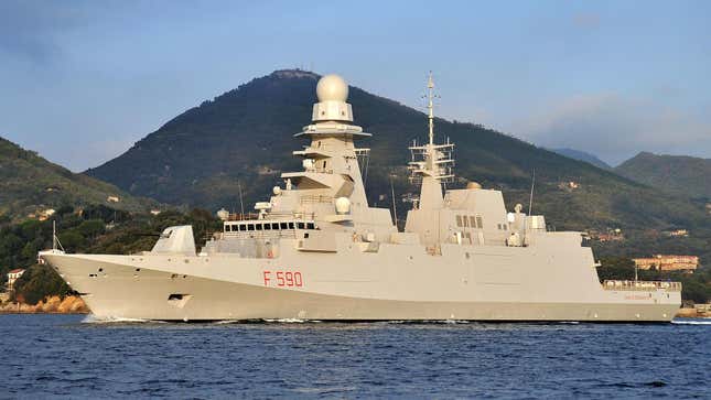 The Italian Frigate Carlo Bergamini. The ship is an example of the European FREMM-class frigates and the basis of shipbuilder Fincantieri’s entry in the FFG(X) competition.