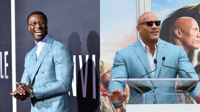 Aldis Hodge, left, on February 24, 2020 in Hollywood, Calif.; Dwayne Johnson on December 10, 2019, in Hollywood, California.