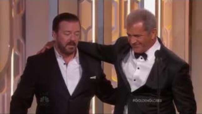 Drunk Ricky Gervais References the Time Mel Gibson Called a Female Cop 'Sugar Tits'