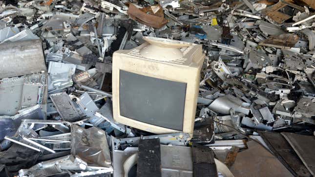 A pile of scrap metal at a breakage yard where old electrical and electronic items are sold in a district of Abidjan, Côte d’Ivoire.