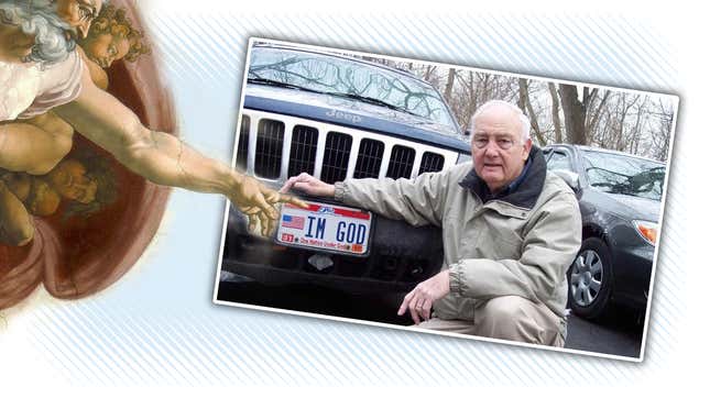 Image for article titled Court Says It&#39;s Okay To Have A License Plate That Proclaims IM GOD In Kentucky