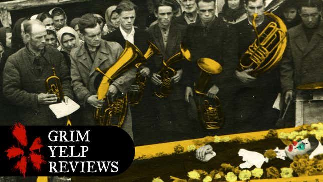 Image for article titled "Idiot Mortician Forgot the Dentures': Grim Yelp Reviews of Funerals