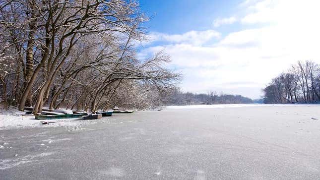 Image for article titled Report: Lake Ice Grows Safer To Venture Out On With Each Beer Consumed
