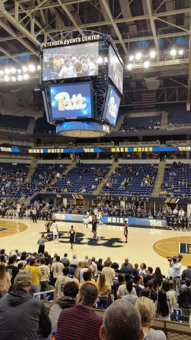 Another view of Wake Forest-Pitt just before tipoff on Feb. 21, 2018. The place remained that empty the rest of the night.