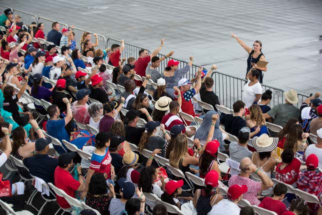 Image for article titled Planes, Tanks, & Space Force: Scenes From Trump's Soggy Fourth of July Extravaganza