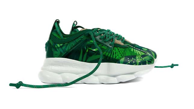 Image for article titled Is This Shoe OK? J. Lo’s Green Versace Dress… As a Sneaker