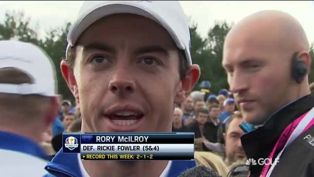 Champagne-Chugging Teammate Videobombs Rory McIlroy After Ryder Cup Win