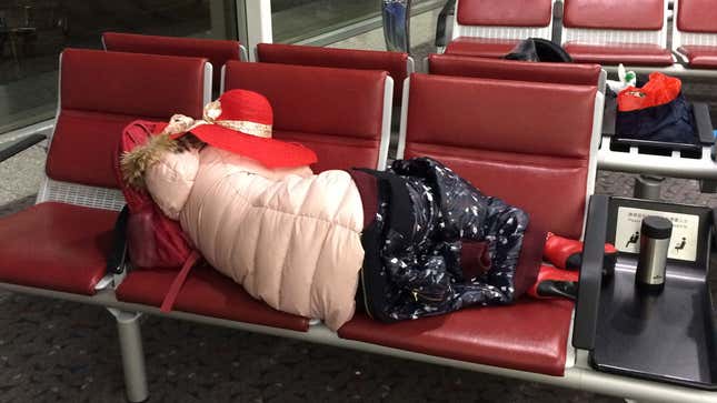 Image for article titled What&#39;s The Best Way To Sleep In An Airport?