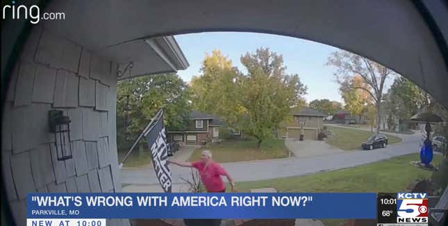 Image for article titled White Man in Missouri Caught on Video Tearing Down Black Lives Matter Flag From Someone Else&#39;s Home