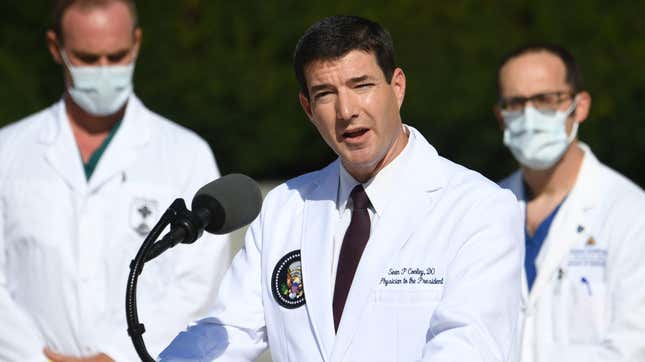White House physician Sean Conley updating the nation on the plague president’s health on October 5, 2020.