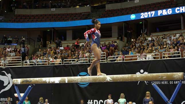 Gymnast Botches Turn On Beam, Kind Of Invents New Skill