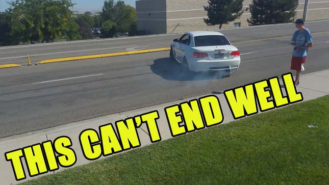 Lucky M3 Idiot Leaving Cars and Coffee Is Lucky, Idiot