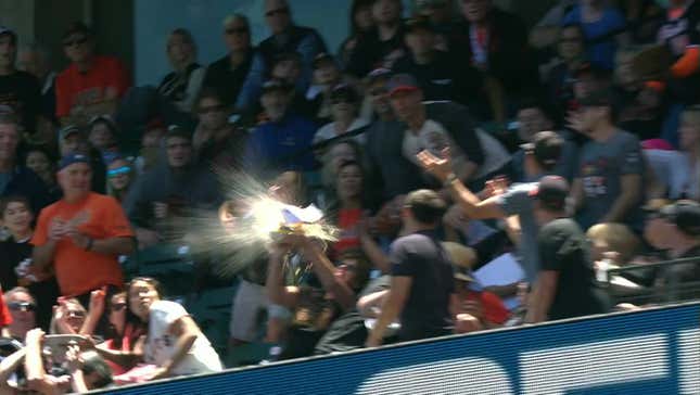 Giants Fan Sacrifices Entire Meal, Beer Due To Foul Ball