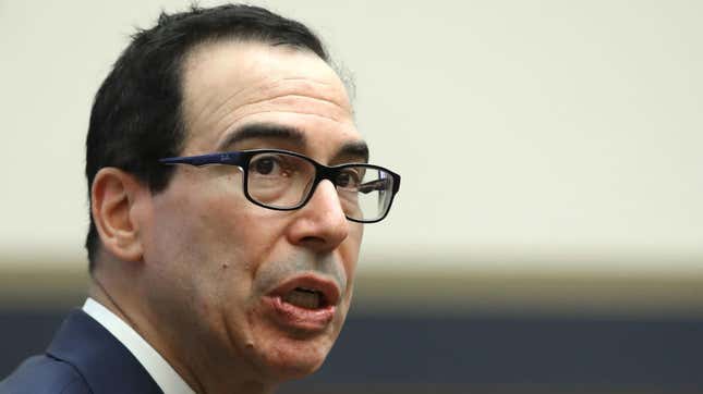 Treasury Secretary Steven Mnuchin testifying before a House committee in May 2019. 