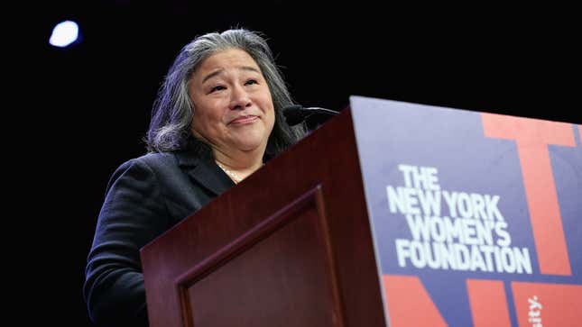 Times Up Legal Defense Fund, Tina Tchen speaks onstage during the New York Women’s Foundation’s 2018 “Celebrating Women” breakfast on May 10, 2018, in New York City.