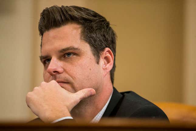 Image for article titled Matt Gaetz Wore a Gas Mask on House Floor and Now He’s Self-Quarantined After Being Exposed to Coronavirus