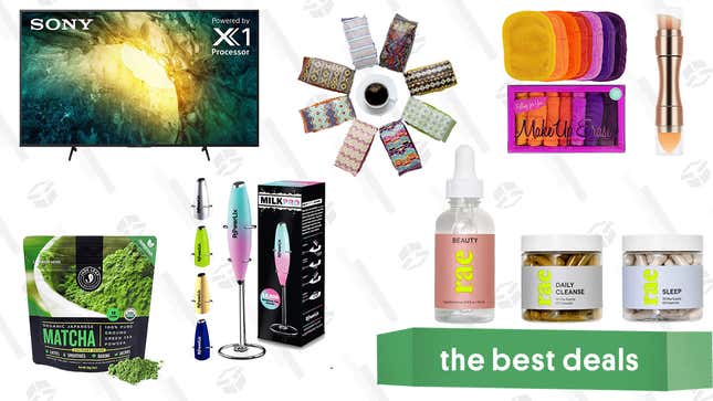Image for article titled Sunday&#39;s Best Deals: 65&quot; Sony Smart TV, Free Atlas Coffee, Original MakeUp Eraser Set, Rae Vitamins and Dietary Supplements, Matcha Organic Green Tea, and More