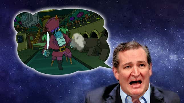 Image for article titled Space Genius Ted Cruz Is Super Worried About Space Pirates Stealing our Space Booty