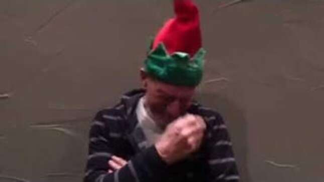Patrick Stewart Looks Delighted To Be In This Light-Up Dancing Elf Hat